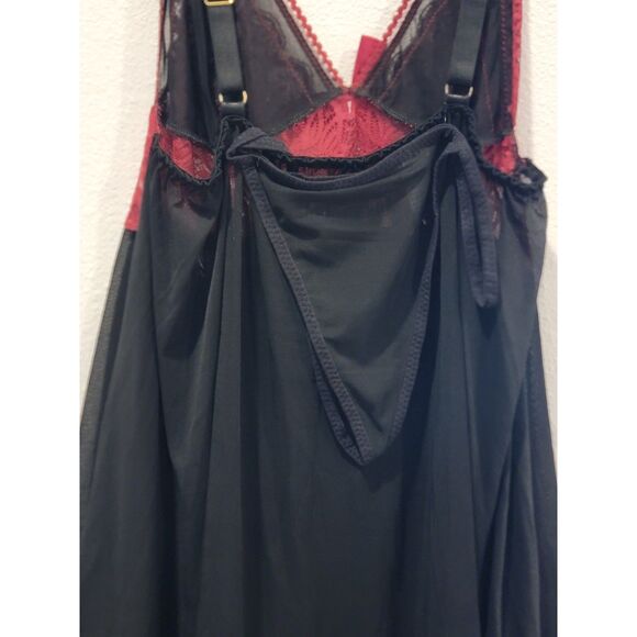 NWT Spree Intimates Black & Red Floral Lace Babydoll, XL - Style #10/BK/RD - Picture 5 of 7